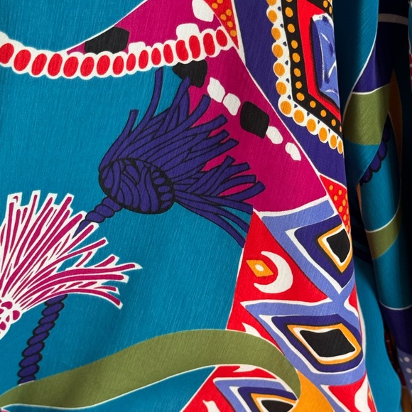 Bright Vintage Multicolor Geometric Bomber Jacket No Size Tag - Picture 7 of 8